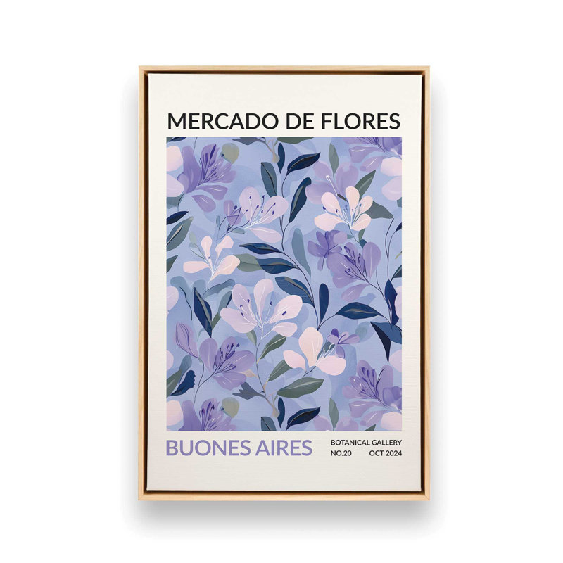 Impression sur toile, "Marché aux fleurs", H 36,75 po x l 24,75 po, Érable américain, Cadre flottant en chrome poli