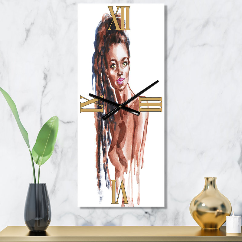 Portrait d'une femme afro-américaine - horloge murale moderne, Petit