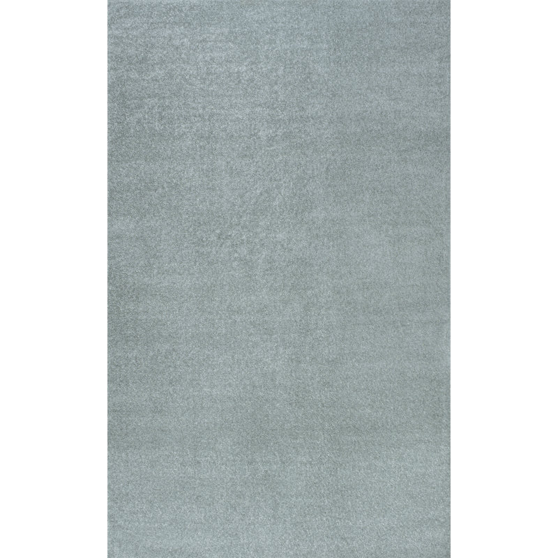 Tapis bleu uni à poils courts Arzel, Rectangle 10 pi x 14 pi