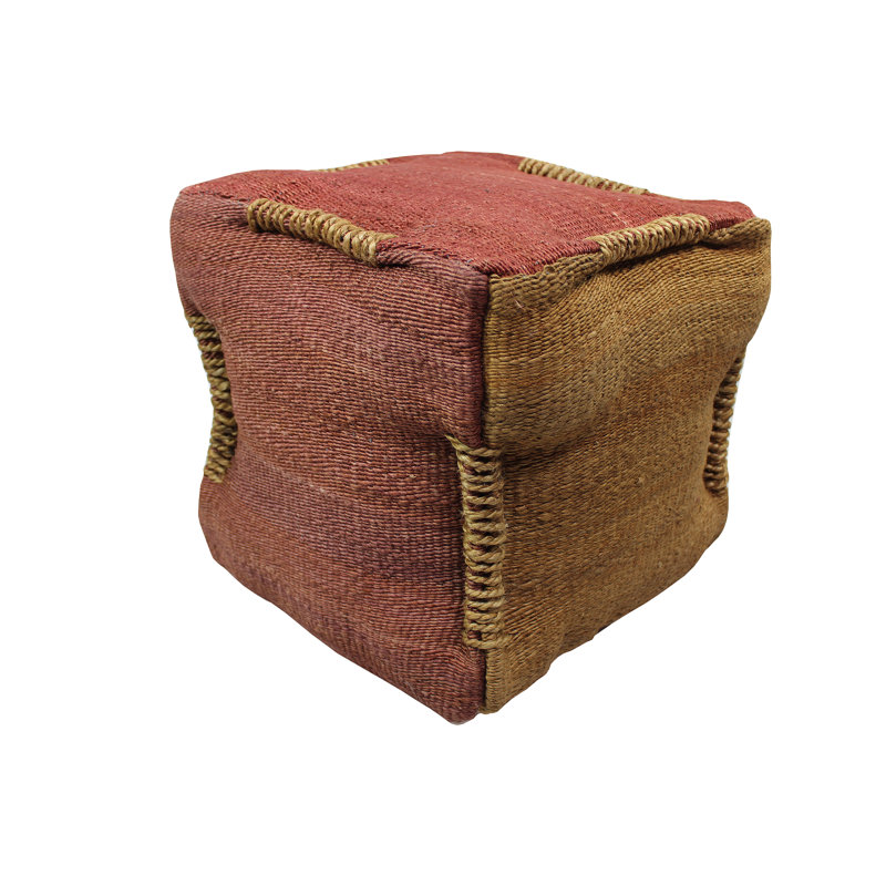 Tanya Upholstered Pouf, Rose/Orange
