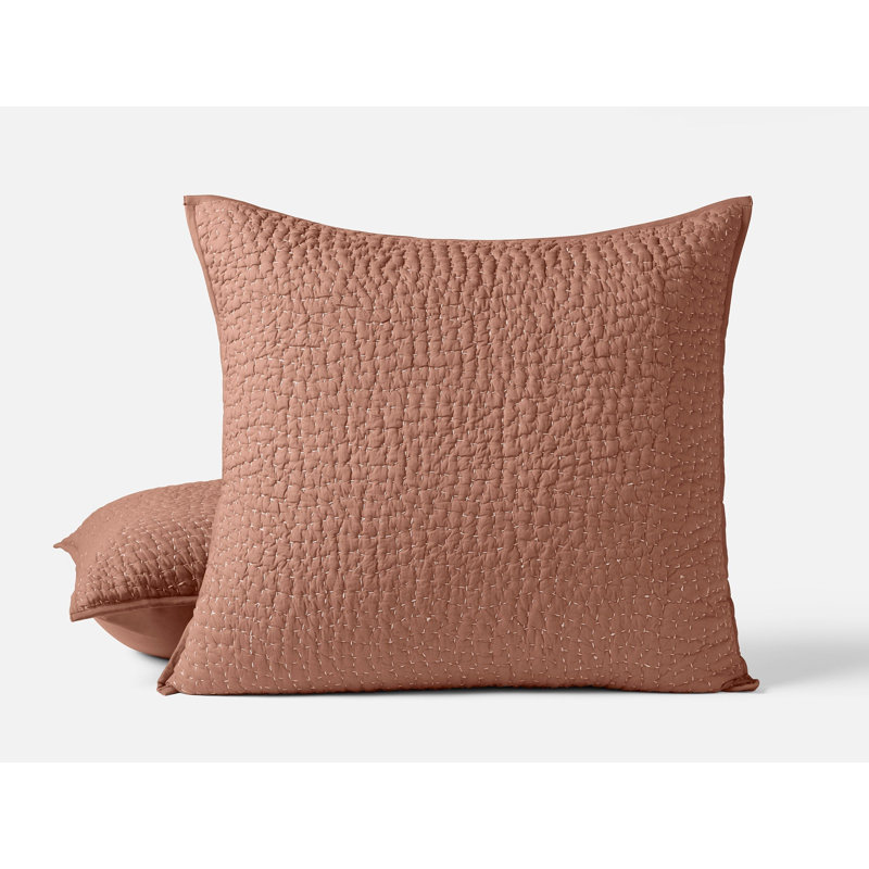 Pebbled Handstitched Organic Sham, Praline