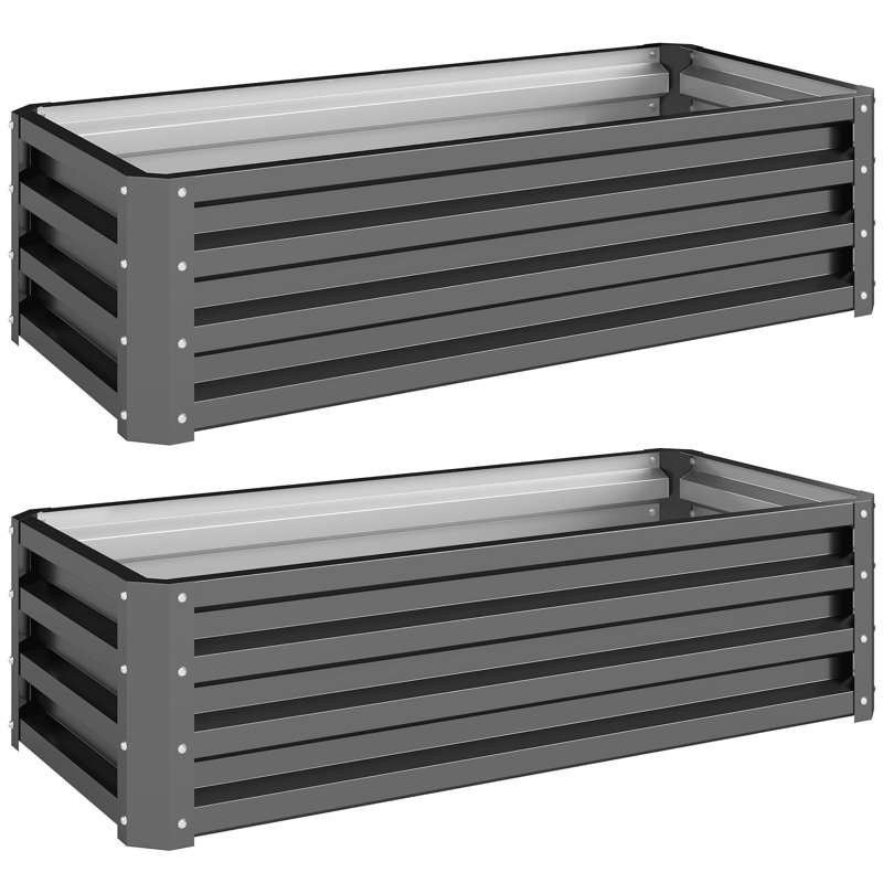 Planter, 30cm H x 110cm W x 50cm D, Light Grey, Set of 2