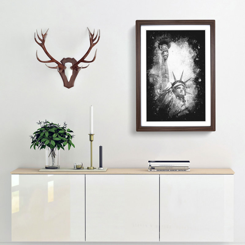 Statue of Liberty in New York City Abstract - Framed Print, Walnut Framed, 63cm H x 45cm W x 2cm D