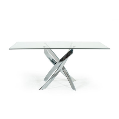 Lucylle Glass Top Metal Base Dining Table
