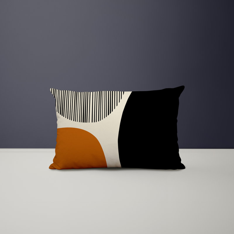 Chamu Polyester/Polyester Blend Lumbar Rectangular Indoor/Outdoor Pillow Cover & Insert, Orange, 14"H x 20"W