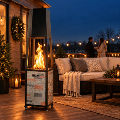 Square Propane Outdoor Fireplace