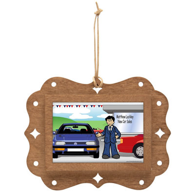 Personalized Car Sales Male Laser Cut, Wooden Christmas Ornament