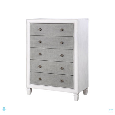 Commode Katia gris rustique et blanc vieilli