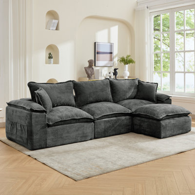Canapés modulaires, canapé modulaire désossé avec siège profond et coussin moelleux, canapé modulaire confortable avec repose-pieds convertible, aucun assemblage requis