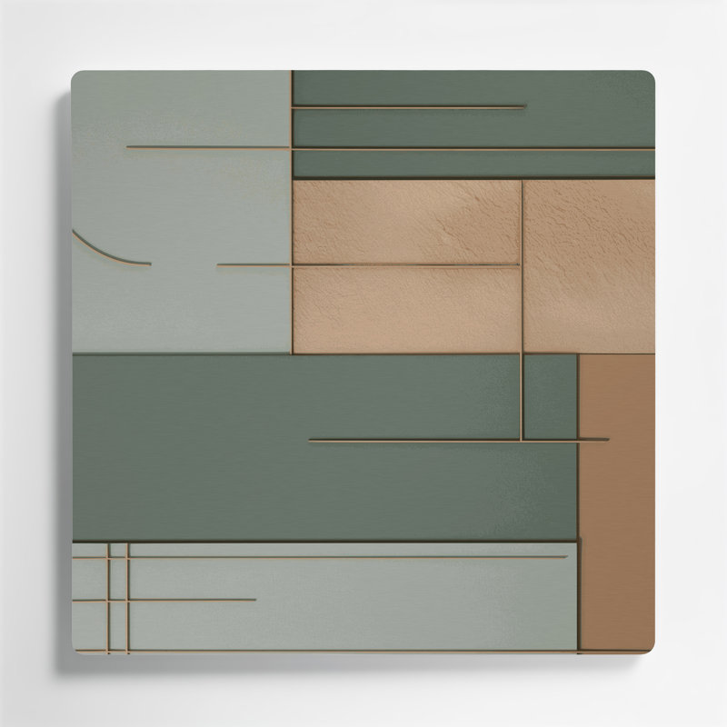 Minimalisme 56, art mural en métal beige, H 16 po x l 16 po