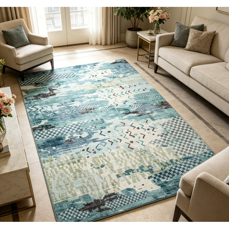 lxt-Area Rug Washable Traditional Distressed Farmhouse Rugs for Bedroom Indoor Floor Accent Carpet for Home Office House Decor Vintage Living Room