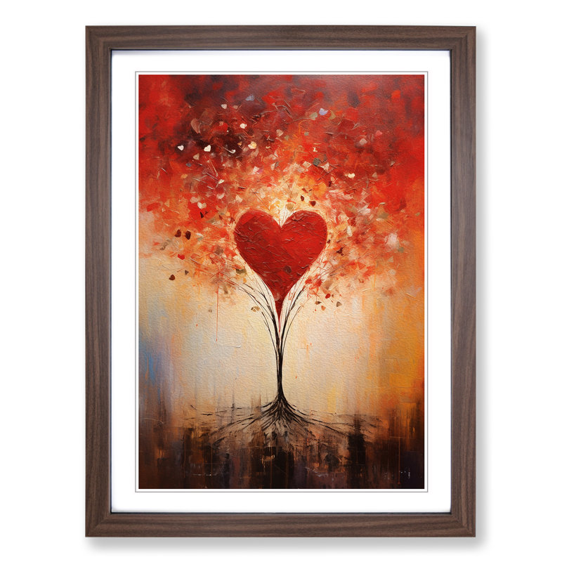 XYZ-FRM-V1223-4348 Love HeAbstract No.2 - Single Picture Frame Print on Wood, 34cm H x 25cm W x 2cm D, Walnut