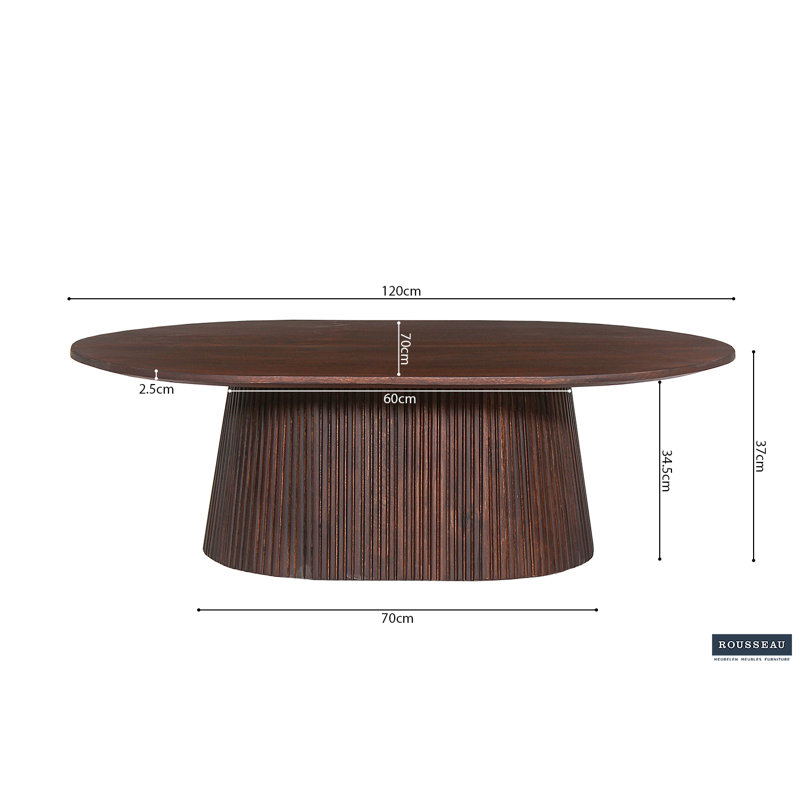 Miguel Solid Wood Solid Coffee Table, Dark Brown