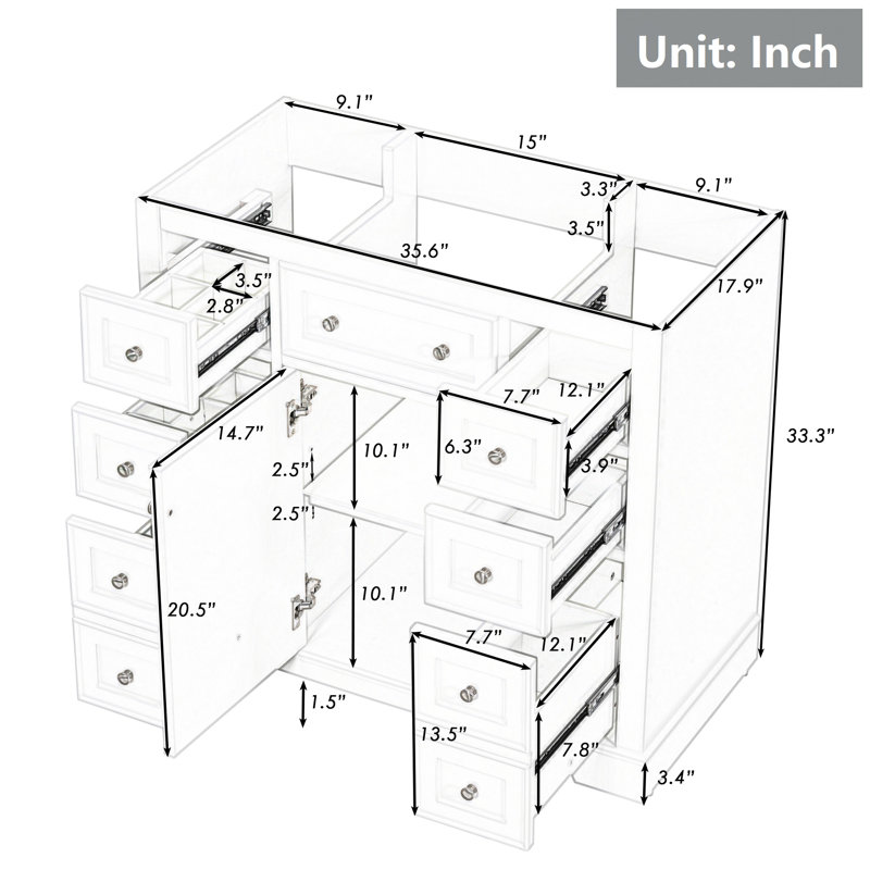 Single Bathroom Vanity without Top, Brown