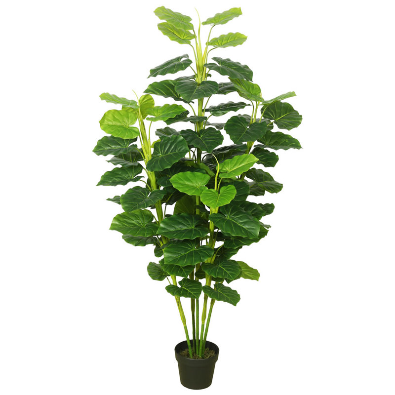 66 in Green Artificial Philodendron Tree in Black Pot