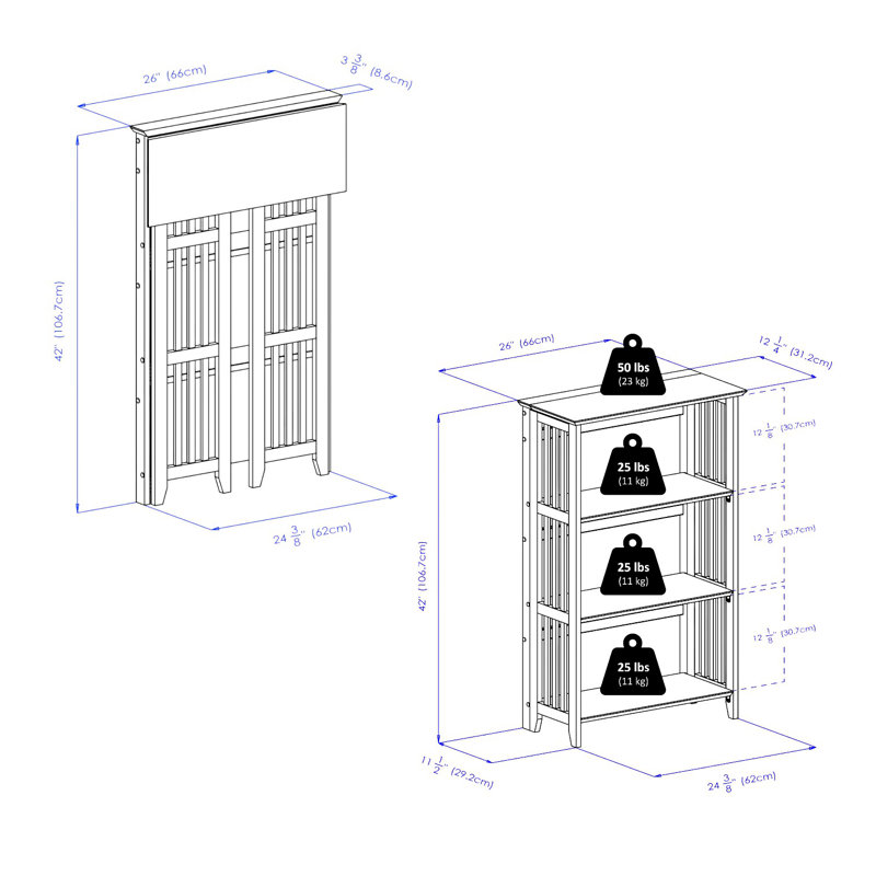 Marco Foldable Shelf with Three Sections, Natural