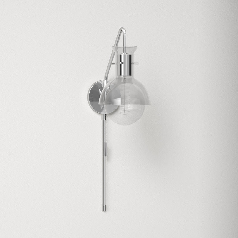 Luke Steel Plug-in Armed Sconce, Polished Nickel