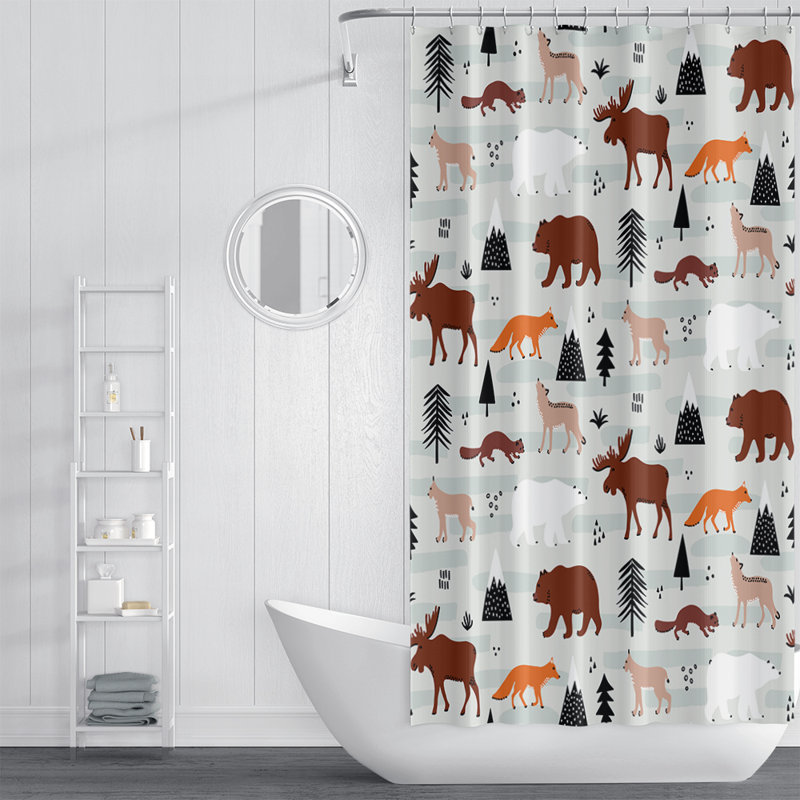 Rideau de douche simple à imprimé animal, L 70 po x L 72 po