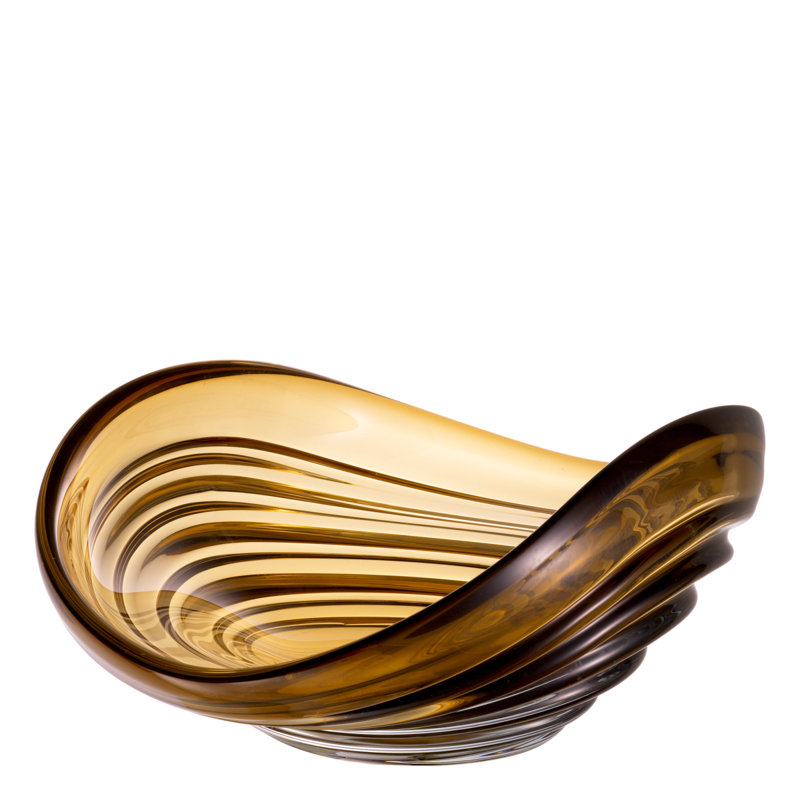 Bol décoratif en verre fait à la main Pheadra, H 7,87 po x l 19,49 po x P 14,17 po, Brun