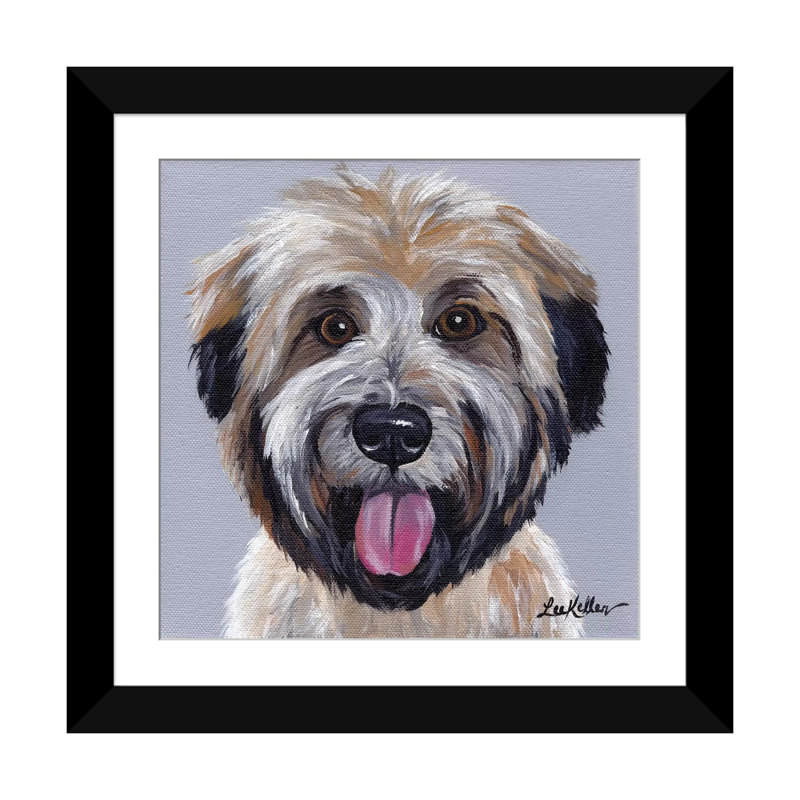 Wheaten Terrier III, Blanc, H 16 po x l 16 po x P 1 po, Papier d'art encadré noir