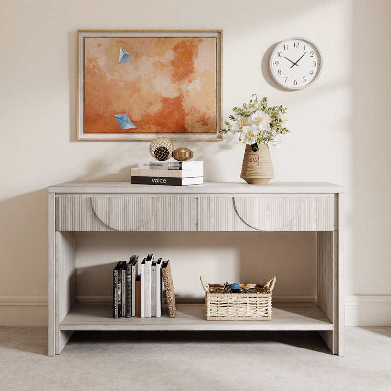 Console Elegant Farmhouse White, Blanc