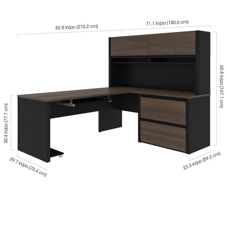 Aurea Modular L-Shaped Computer Desk, Antigua/Black