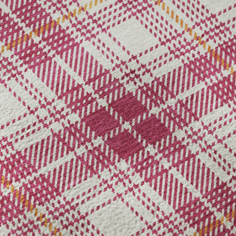 Premium Machine Washable Natoma AMF993 Plaid Rug, Round 8'