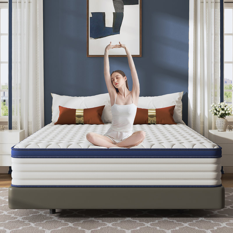 12" Full Size Pillow Top Hybrid Mattress With Gel Memory Foam, Compression Boxed Mattress