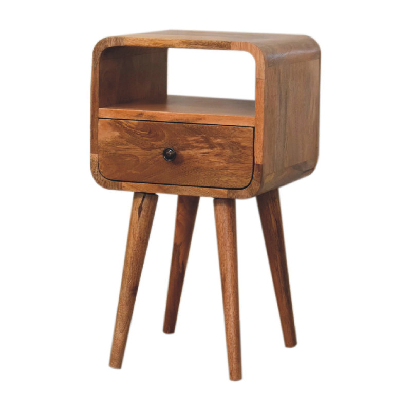 11.81'' W Solid Wood Nightstand, Beige