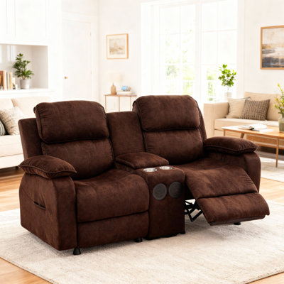 Reclining Loveseat, Velvet Double Recliner Sofa With Side Pocket, zero clearance recliner  Loveseat Recliner For Living Room, Rv, Home Theater