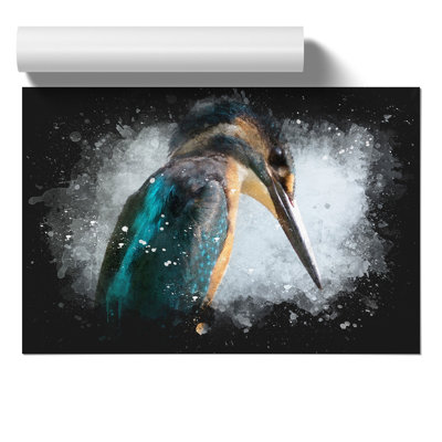 Kingfisher Bird Paint Splash - Frameless Print