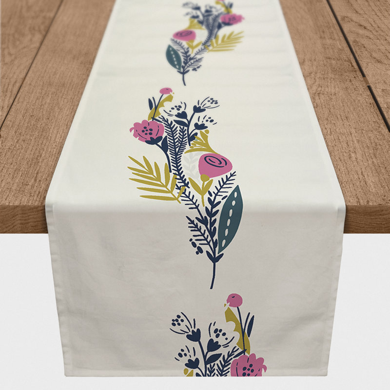 Rectangle Floral Polyester Table Runner, 72" x 16"