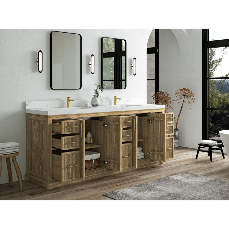 Ensemble de meuble-lavabo double 84 po Emuel, Blanc
