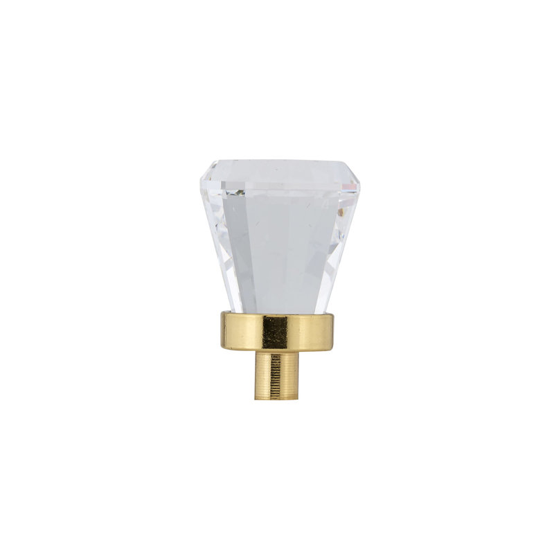 Swarovski Crystal Collection 3/4" Diameter Conical Knob, Brass & Clear