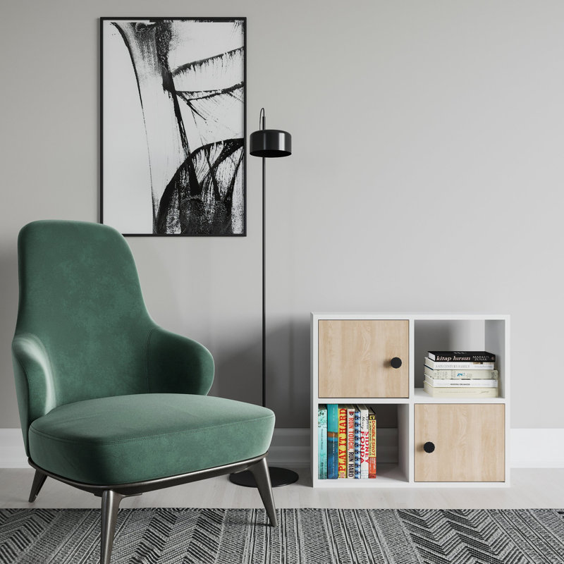 Tuttle 62.6cm H 72cm W Bookcase, White/Oak