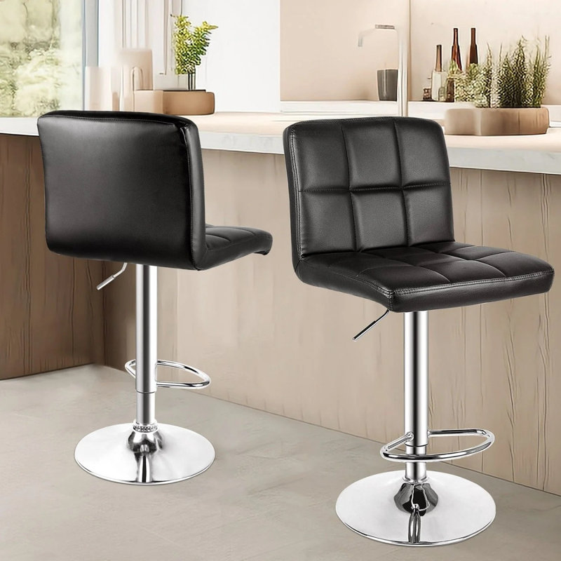 Swivel Upholstered Adjustable Height Counter Stool with Metal Frame