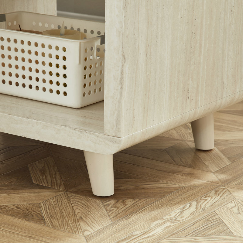 Table d'appoint moderne Lux en bois avec tablette, table de chevet, beige, Beige