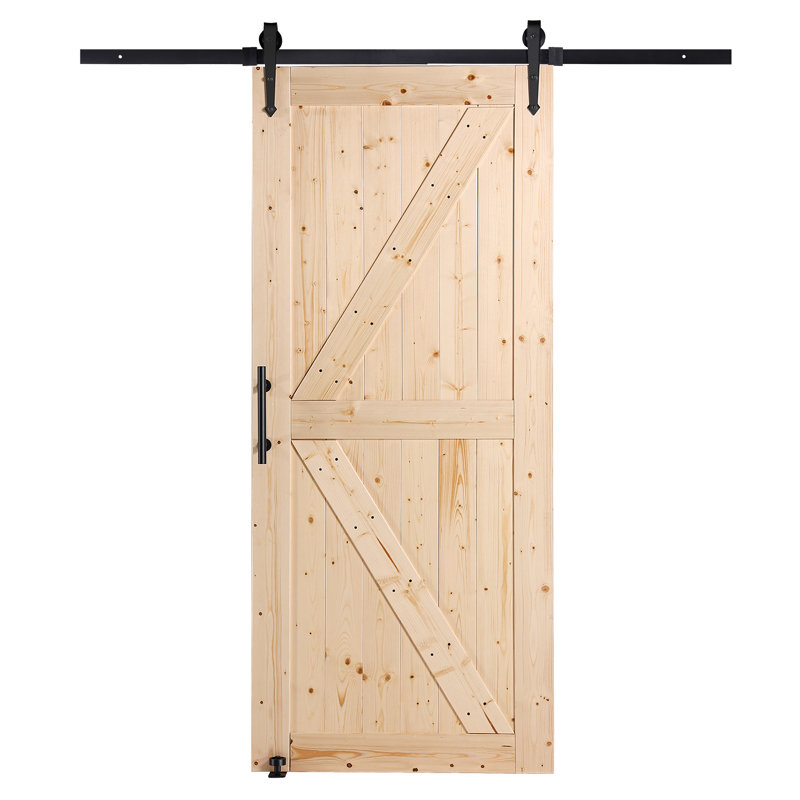 Ensemble de porte de grange coulissante en bois de 84 po de hauteur avec quincaillerie VEVOR H, 79,29 po