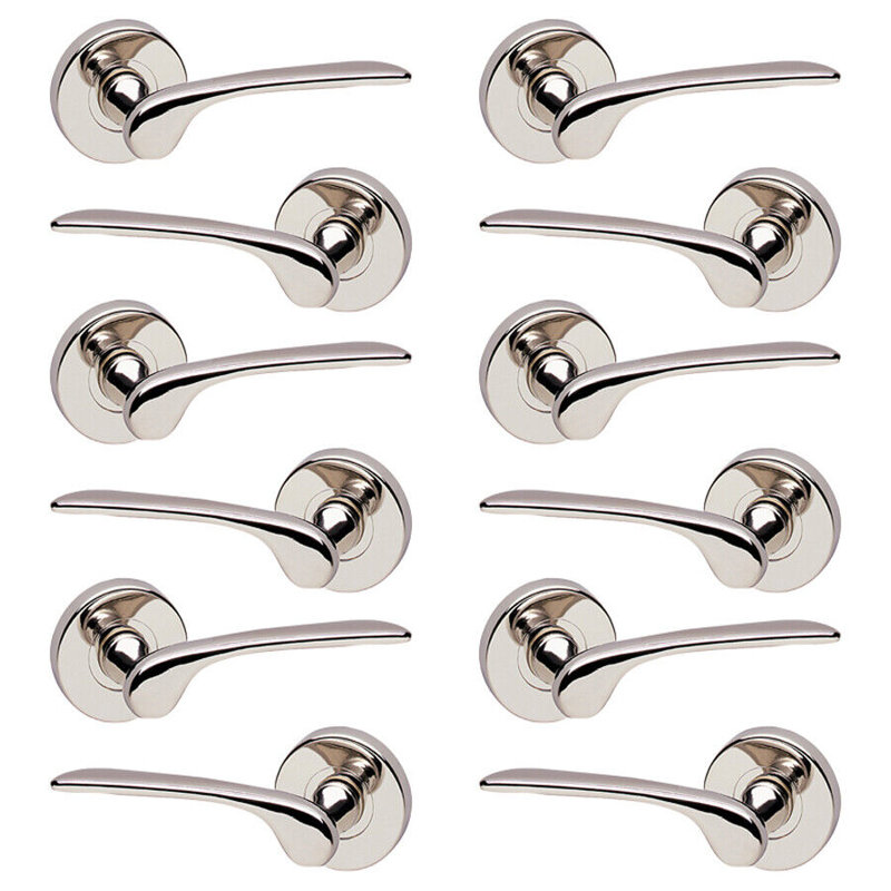 Single Dummy Door Handle, Polished Nickel Rose