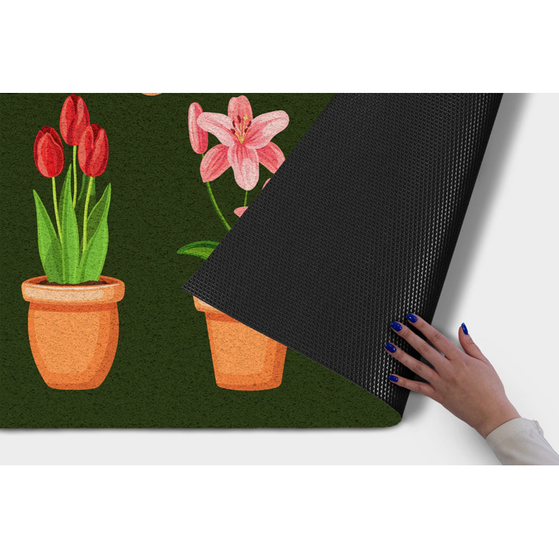 Non-Slip Floral Outdoor Doormat