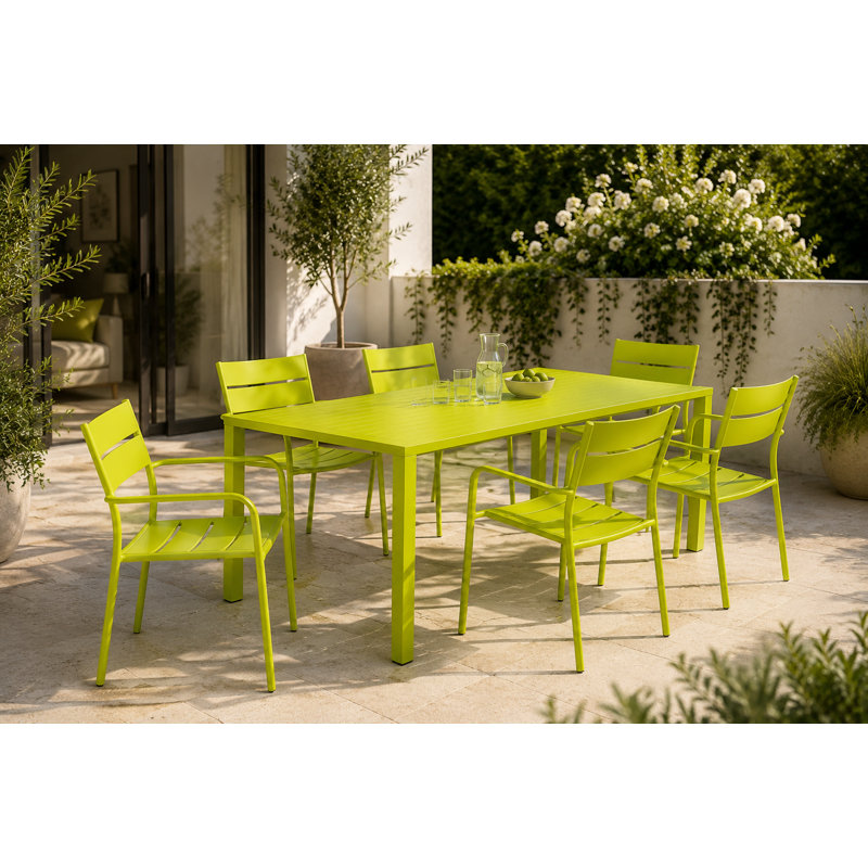 Table de salle à manger en aluminium Ottie, Vert
