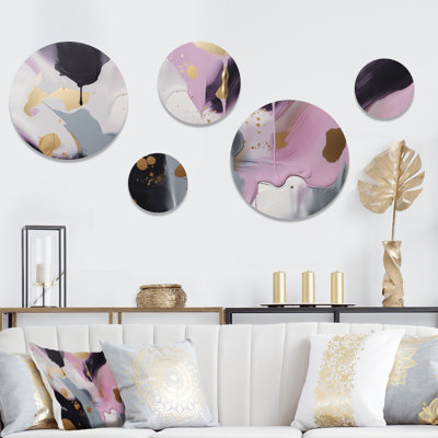 Pink and Gold Inner Worlds of Marble III - Abstract Marble Metal Wall Décor