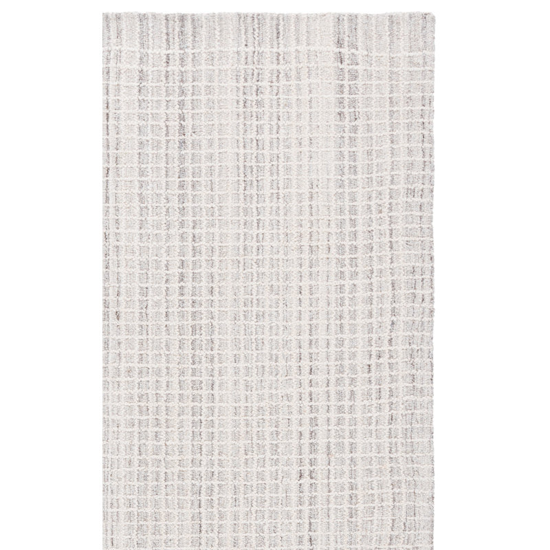 Abstract Hand Tufted Wool, Cotton Geometric Indoor Rug, Rectangle 5' x 8'