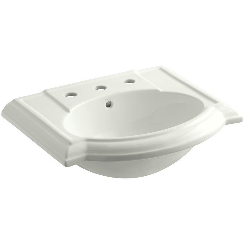 Devonshire Ceramic 24" Pedestal Bathroom Sink with Overflow, Dune