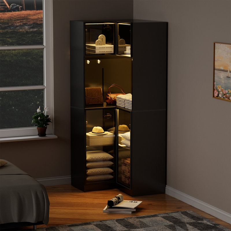 Corner Display Cabinet With Led Light
