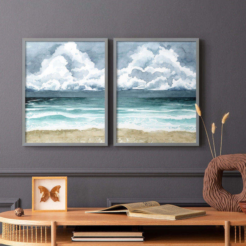 Impression encadrée South Beach Storm I-Premium - prête à être accrochée - aucun clou requis - aucun clou requis, Vert