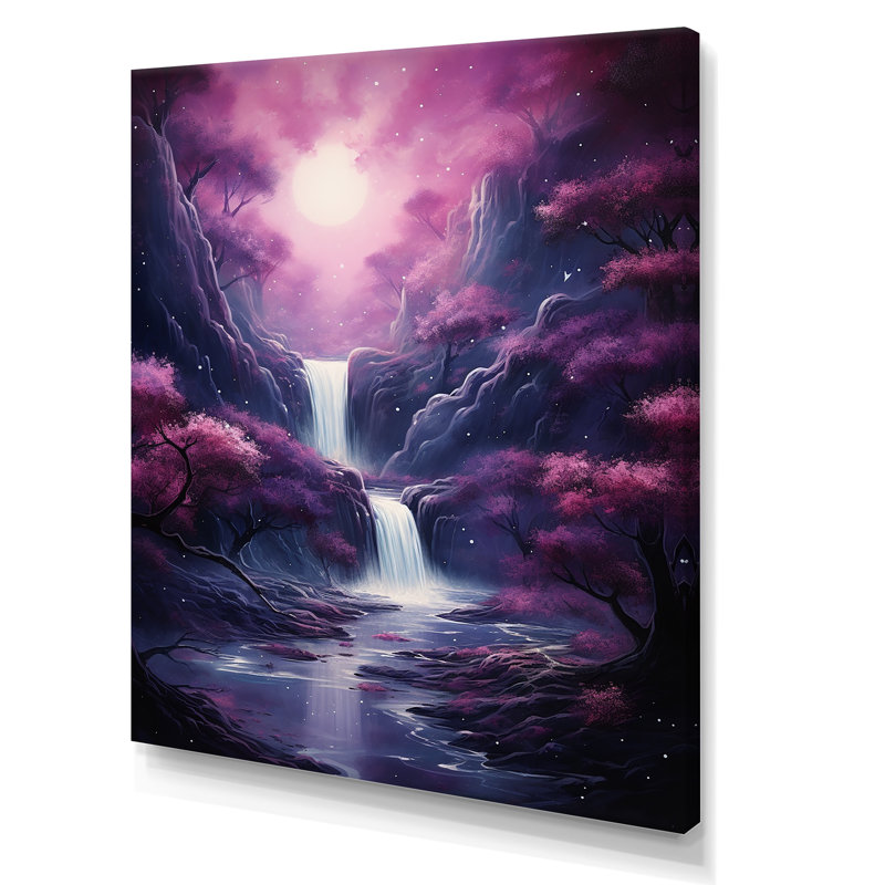 Surréalisme prune cosmique sur toile, Toile tendue, H 44 po x l 34 po x P 1,5 po