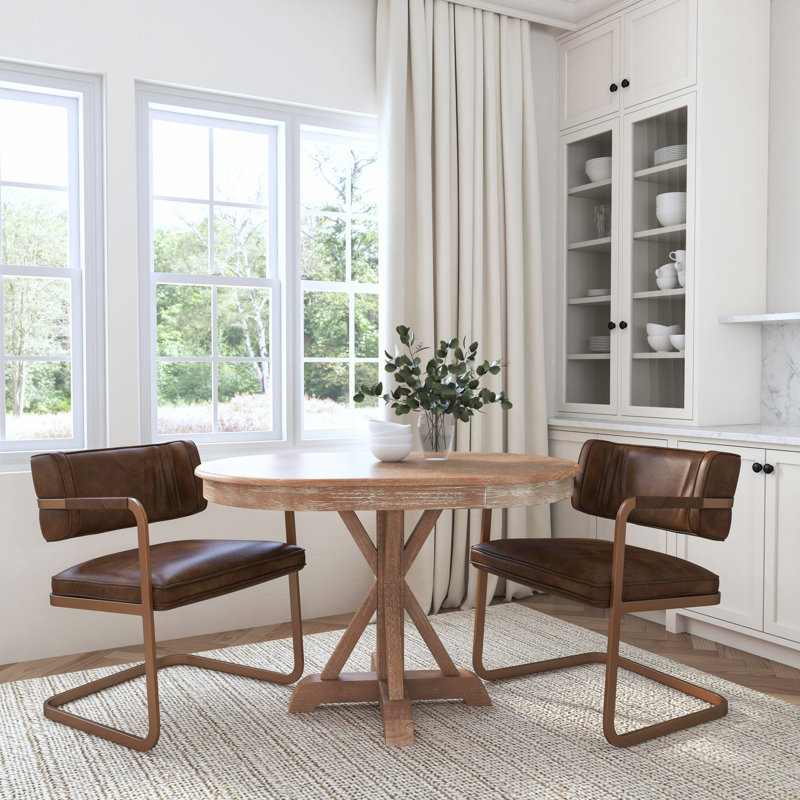 Fonda Leather Dining Chair, Brown/Copper