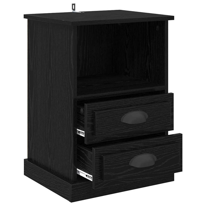 43cm W Manufactured Wood Bedside Table, Black Oak