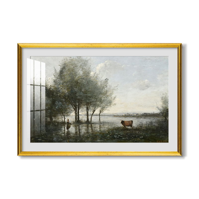 Le marais, c. 1865-1870-Jean-Baptiste-Camille Corot-Toile encadrée sur mesure, Oui, 22X32